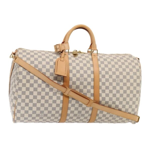 LOUIS VUITTON Damier Azur Keepall Bandouliere 55 Boston Bag N41429 Auth 78568SAV - Picture 1 of 16